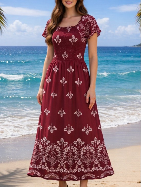 Floral Print Short Sleeved Summer Dress Floral Print Short Sleeved Summer Dress